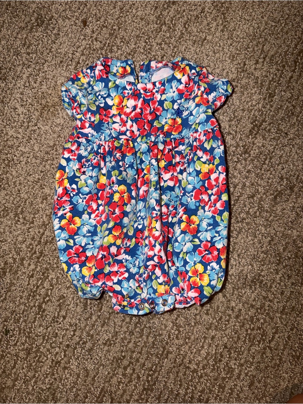 Ralph Lauren Floral Baby Bubble Romper in Multicolor Blue